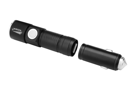 wieder aufladbare LED Taschenlampe 3W 350Lm USB mit Modi des Sicherheits-Hammer-3
